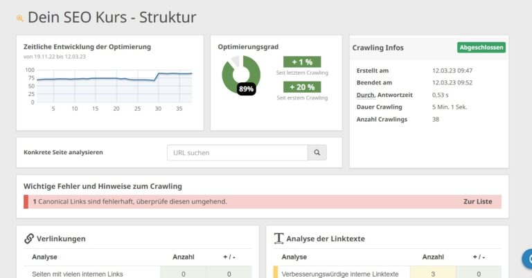 Unsere Erfahrungen mit Seobility Premium Struktur Seobility Premium